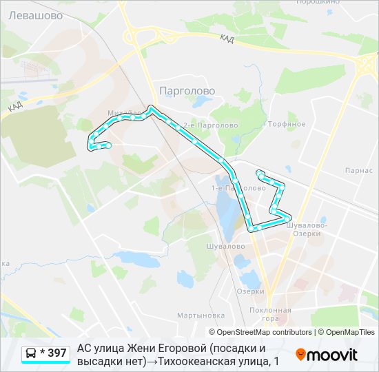 Автобус * 397: карта маршрута