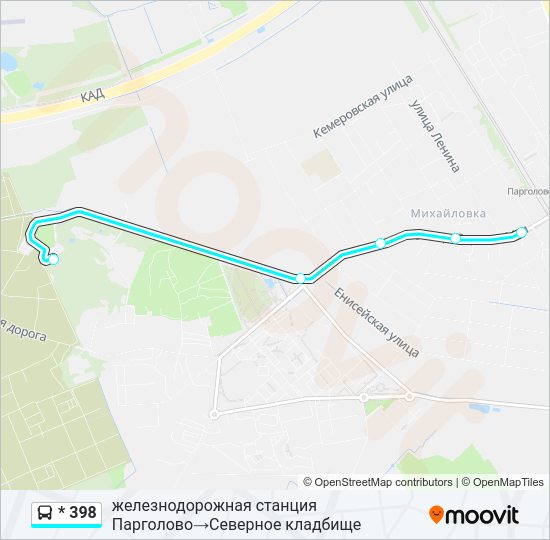 Автобус * 398: карта маршрута