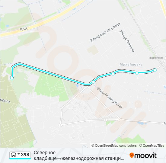 Автобус * 398: карта маршрута