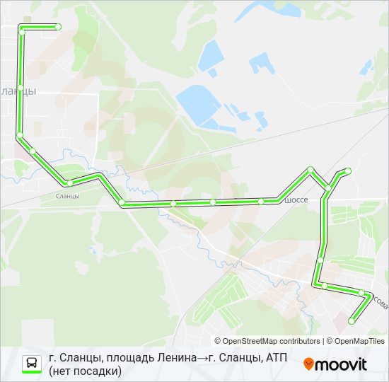 * 1 (СЛАНЦЕВСКИЙ РАЙОН) Bus Line Map