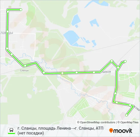 * 1 (СЛАНЦЕВСКИЙ РАЙОН) Bus Line Map