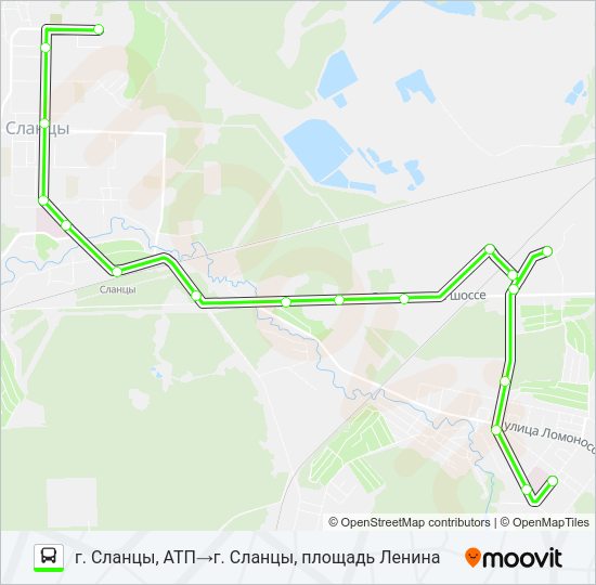 Автобус * 1 (СЛАНЦЕВСКИЙ РАЙОН): карта маршрута