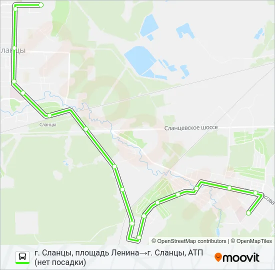 * 2 (СЛАНЦЕВСКИЙ РАЙОН) Bus Line Map