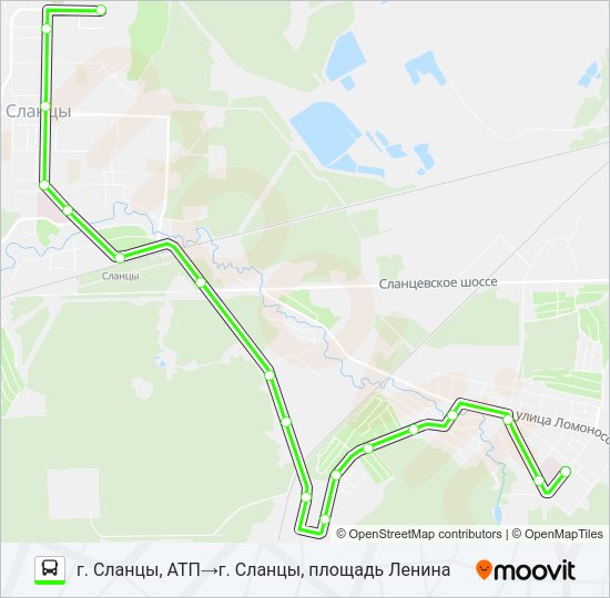 Автобус * 2 (СЛАНЦЕВСКИЙ РАЙОН): карта маршрута