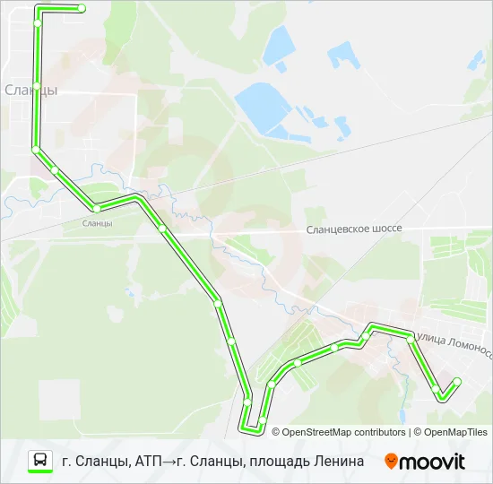 Автобус * 2 (СЛАНЦЕВСКИЙ РАЙОН): карта маршрута