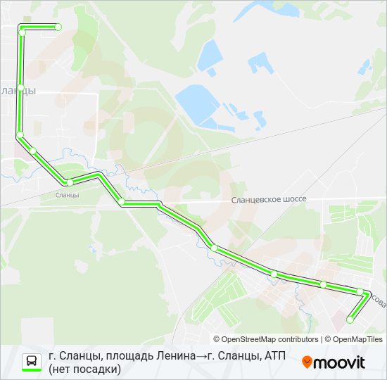Автобус * 4 (СЛАНЦЕВСКИЙ РАЙОН): карта маршрута