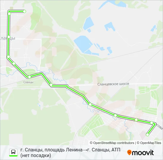 Автобус * 4 (СЛАНЦЕВСКИЙ РАЙОН): карта маршрута