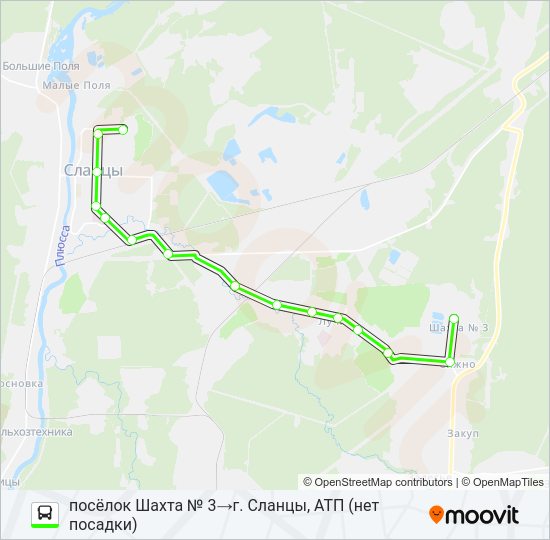 Автобус * 8 (СЛАНЦЕВСКИЙ РАЙОН): карта маршрута
