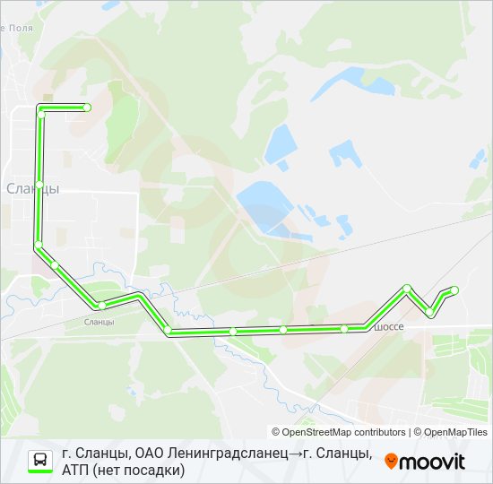 * 1А (СЛАНЦЕВСКИЙ РАЙОН) Bus Line Map