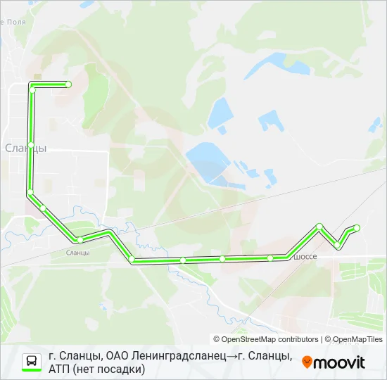 * 1А (СЛАНЦЕВСКИЙ РАЙОН) Bus Line Map