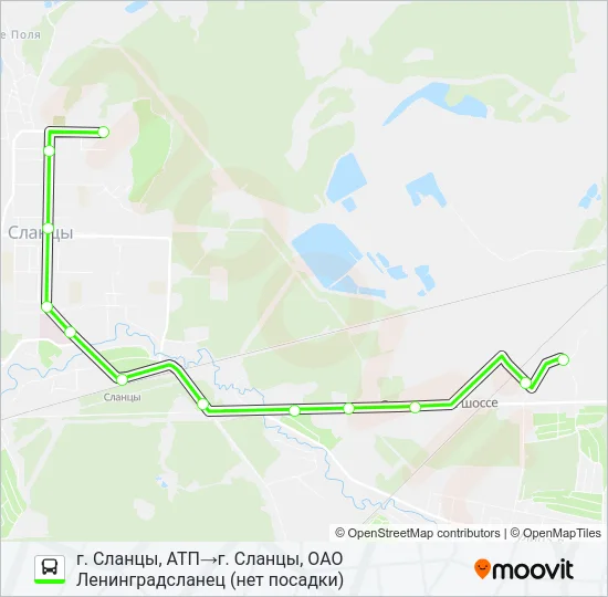 * 1А (СЛАНЦЕВСКИЙ РАЙОН) Bus Line Map