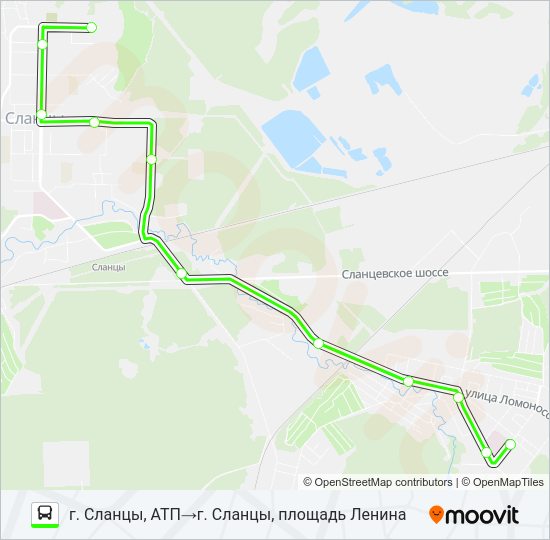 * 4А (СЛАНЦЕВСКИЙ РАЙОН) Bus Line Map