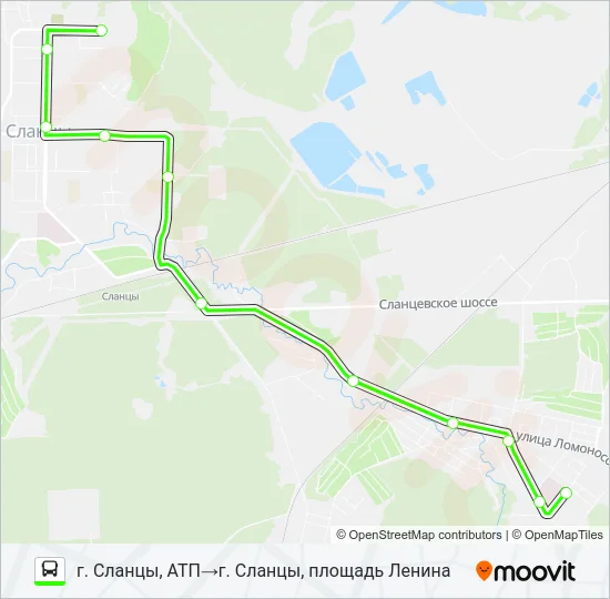 Автобус * 4А (СЛАНЦЕВСКИЙ РАЙОН): карта маршрута