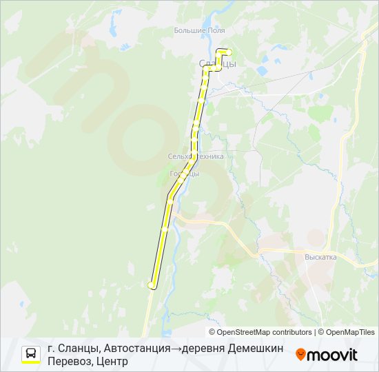 Автобус * 92 (СЛАНЦЕВСКИЙ РАЙОН): карта маршрута