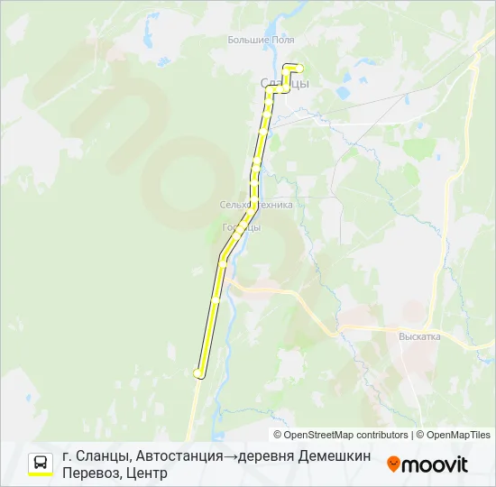 * 92 (СЛАНЦЕВСКИЙ РАЙОН) Bus Line Map
