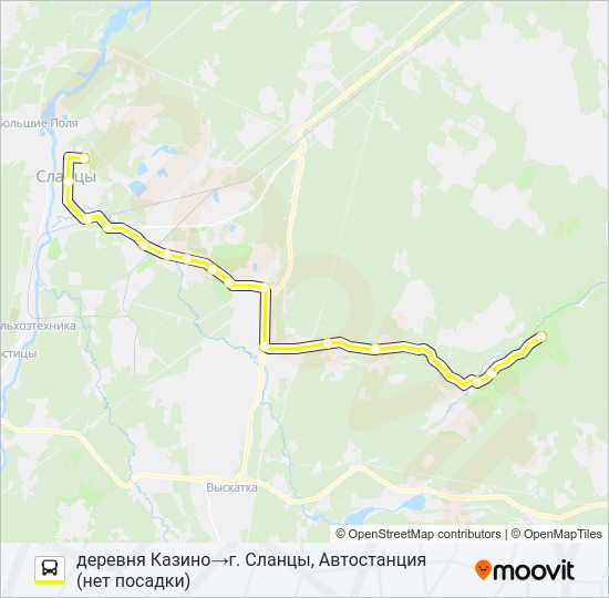 Автобус * 96 (СЛАНЦЕВСКИЙ РАЙОН): карта маршрута