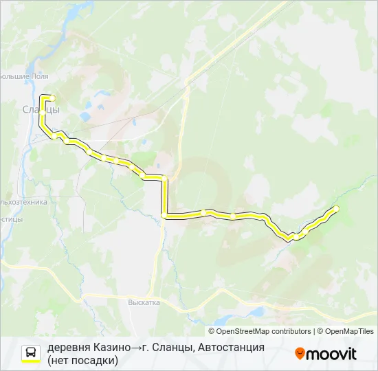 Автобус * 96 (СЛАНЦЕВСКИЙ РАЙОН): карта маршрута