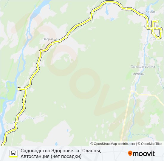 Автобус * 107 (СЛАНЦЕВСКИЙ РАЙОН): карта маршрута