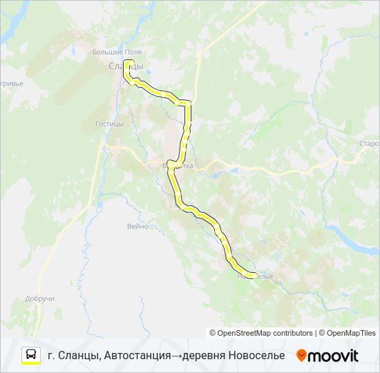 Автобус * 91А (СЛАНЦЕВСКИЙ РАЙОН): карта маршрута