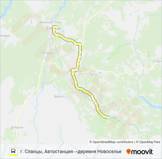 Автобус * 91А (СЛАНЦЕВСКИЙ РАЙОН): карта маршрута