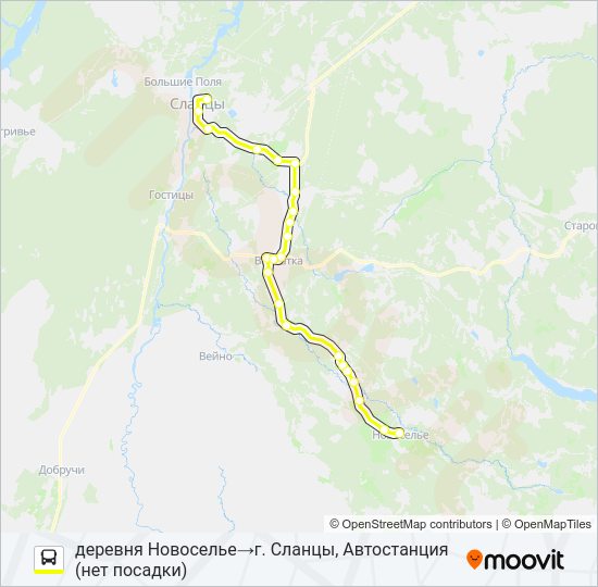 Автобус * 91А (СЛАНЦЕВСКИЙ РАЙОН): карта маршрута