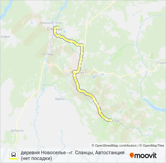 Автобус * 91А (СЛАНЦЕВСКИЙ РАЙОН): карта маршрута
