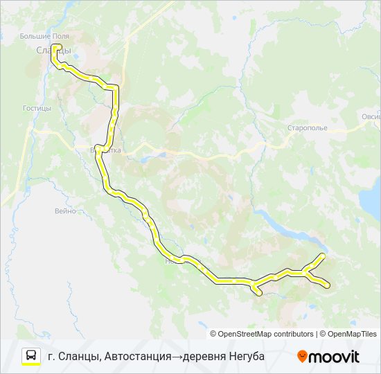 Автобус * 91Б (СЛАНЦЕВСКИЙ РАЙОН): карта маршрута