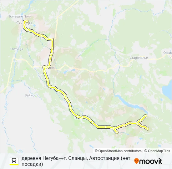 Автобус * 91Б (СЛАНЦЕВСКИЙ РАЙОН): карта маршрута