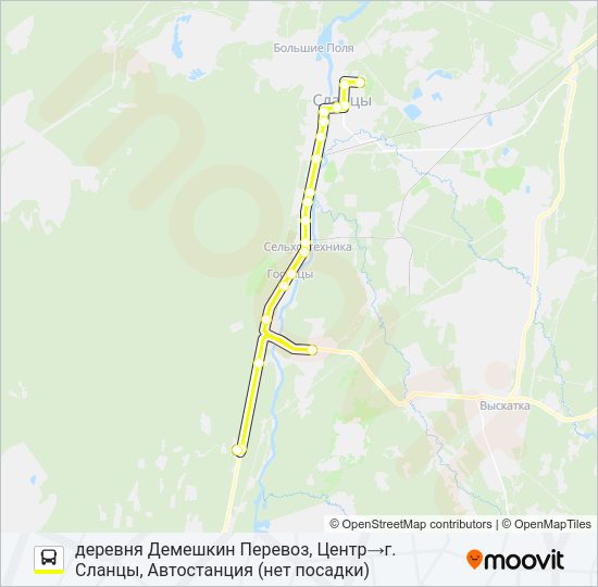 Автобус * 92А (СЛАНЦЕВСКИЙ РАЙОН): карта маршрута