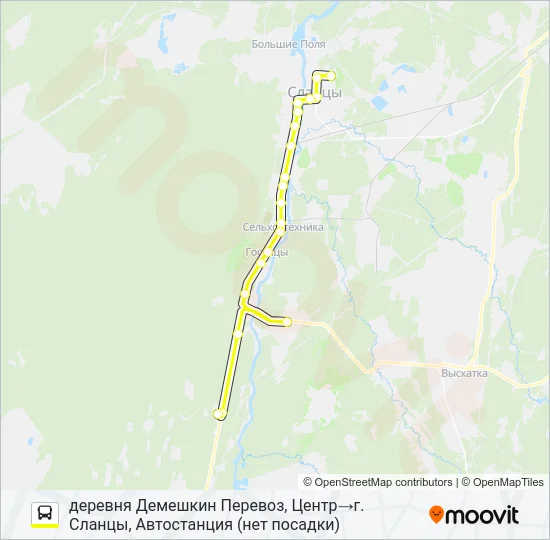 Автобус * 92А (СЛАНЦЕВСКИЙ РАЙОН): карта маршрута