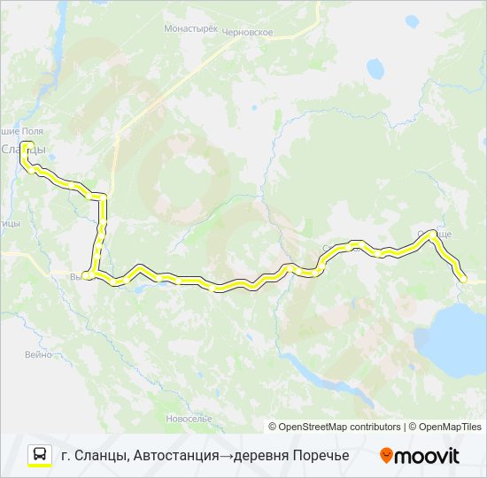 Автобус * 93А (СЛАНЦЕВСКИЙ РАЙОН): карта маршрута