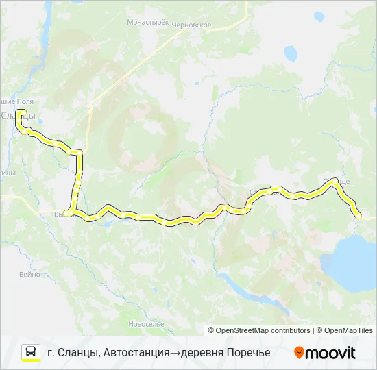 Автобус * 93А (СЛАНЦЕВСКИЙ РАЙОН): карта маршрута