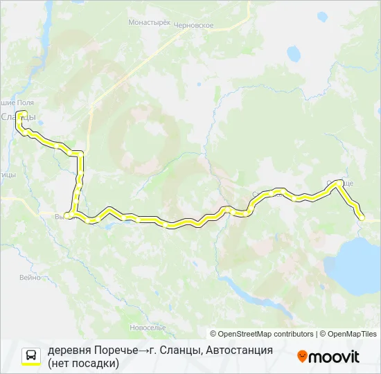 Автобус * 93А (СЛАНЦЕВСКИЙ РАЙОН): карта маршрута