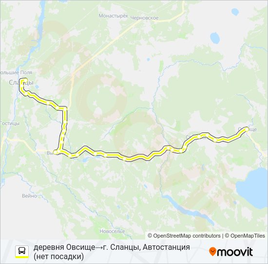 Автобус * 93Б (СЛАНЦЕВСКИЙ РАЙОН): карта маршрута