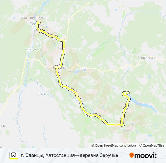 Автобус * 94А (СЛАНЦЕВСКИЙ РАЙОН): карта маршрута