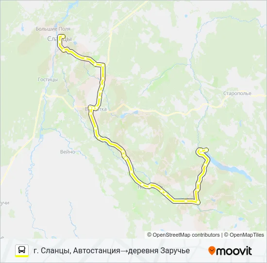 Автобус * 94А (СЛАНЦЕВСКИЙ РАЙОН): карта маршрута