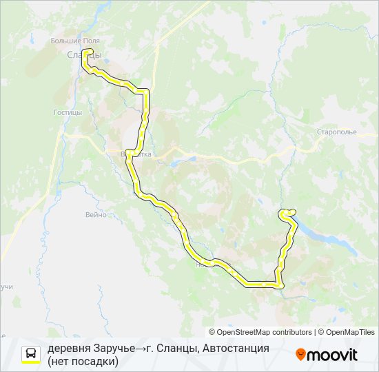 Автобус * 94А (СЛАНЦЕВСКИЙ РАЙОН): карта маршрута