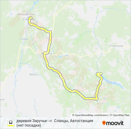 Автобус * 94А (СЛАНЦЕВСКИЙ РАЙОН): карта маршрута