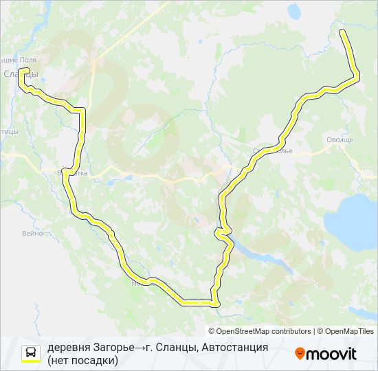 Автобус * 94Б (СЛАНЦЕВСКИЙ РАЙОН): карта маршрута