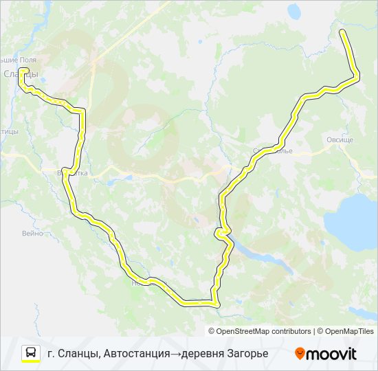 Автобус * 94Б (СЛАНЦЕВСКИЙ РАЙОН): карта маршрута