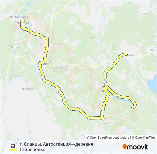 Автобус * 94З (СЛАНЦЕВСКИЙ РАЙОН): карта маршрута