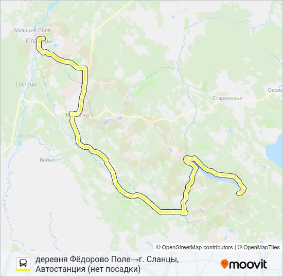 Автобус * 94Л (СЛАНЦЕВСКИЙ РАЙОН): карта маршрута