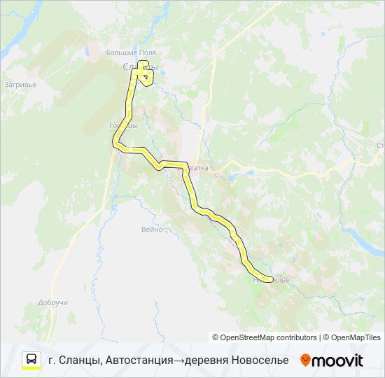 Автобус * 95А (СЛАНЦЕВСКИЙ РАЙОН): карта маршрута