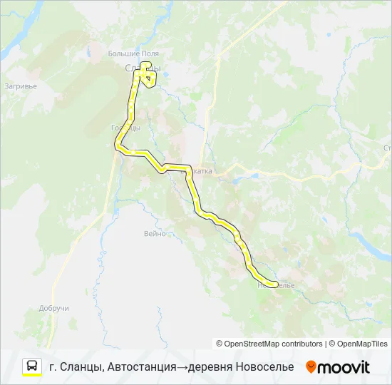 * 95А (СЛАНЦЕВСКИЙ РАЙОН) Bus Line Map