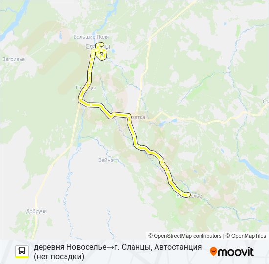 Автобус * 95А (СЛАНЦЕВСКИЙ РАЙОН): карта маршрута