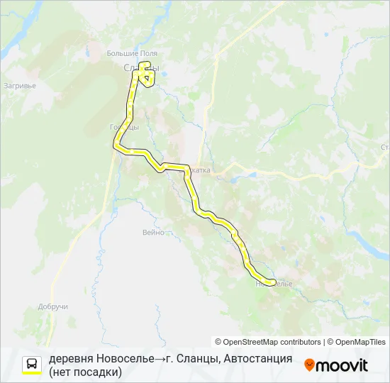 Автобус * 95А (СЛАНЦЕВСКИЙ РАЙОН): карта маршрута