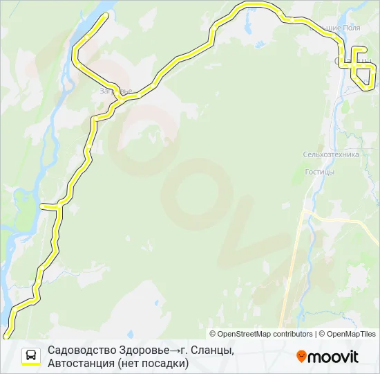 Автобус * 107А (СЛАНЦЕВСКИЙ РАЙОН): карта маршрута