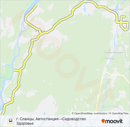 Автобус * 107А (СЛАНЦЕВСКИЙ РАЙОН): карта маршрута