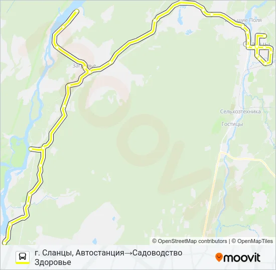 Автобус * 107А (СЛАНЦЕВСКИЙ РАЙОН): карта маршрута
