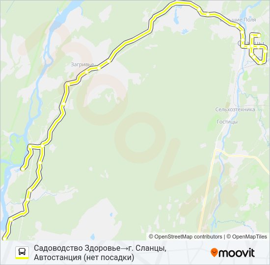 Автобус * 107Л (СЛАНЦЕВСКИЙ РАЙОН): карта маршрута